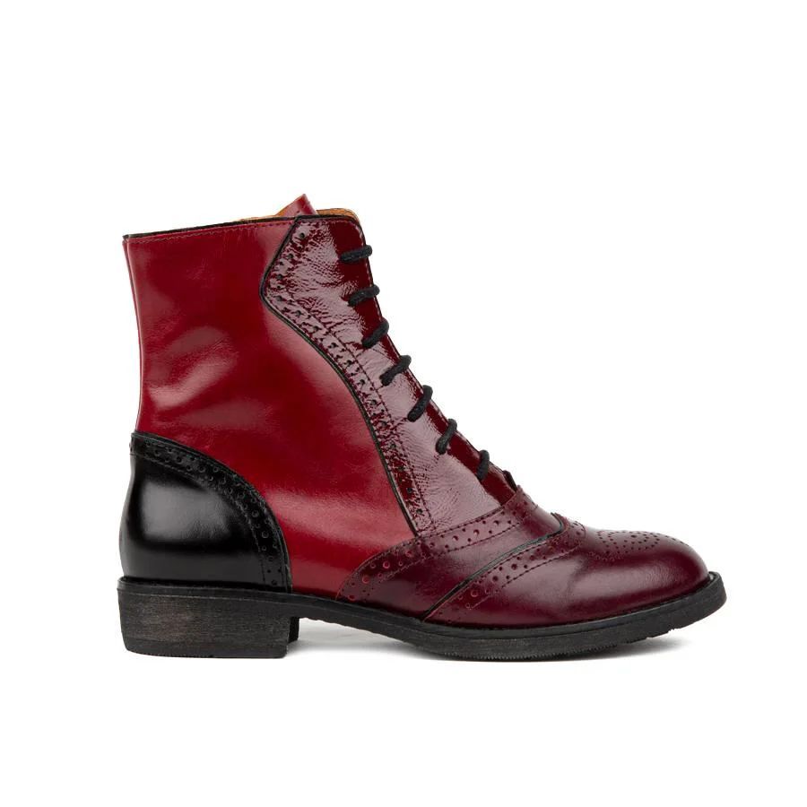Embassy London USA - Brick Lane Boots - Claret & Red & Black - Womens Ankle Boots