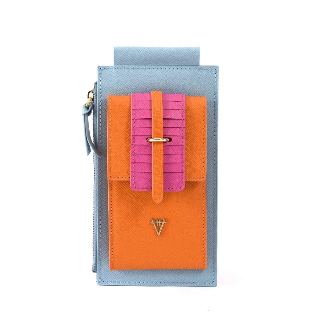 Hiva Atelier - Crossbody Phone Bag Sky Blue & Orange & Fuchsia