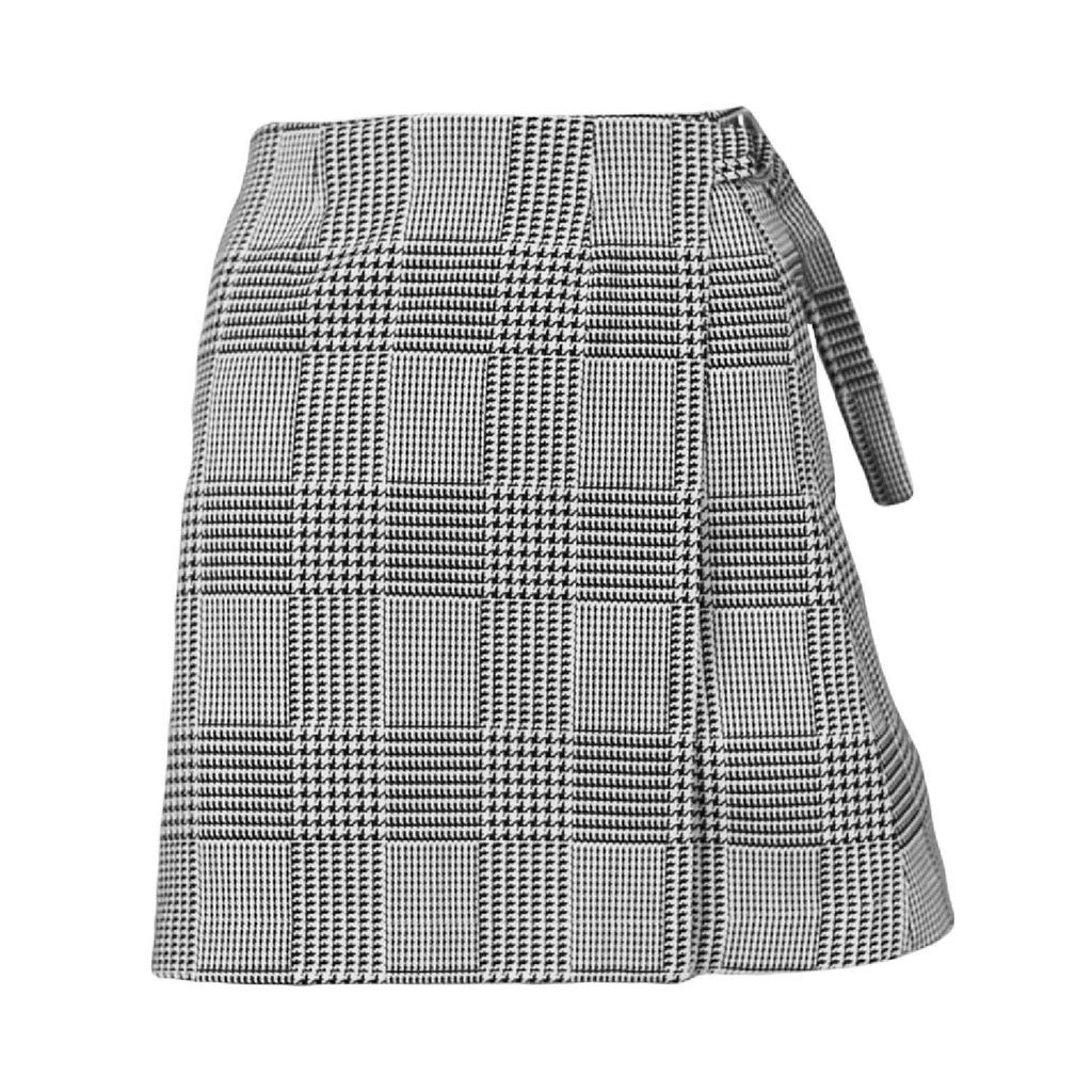 HEW - Wrap Skirt In Houndstooth Print