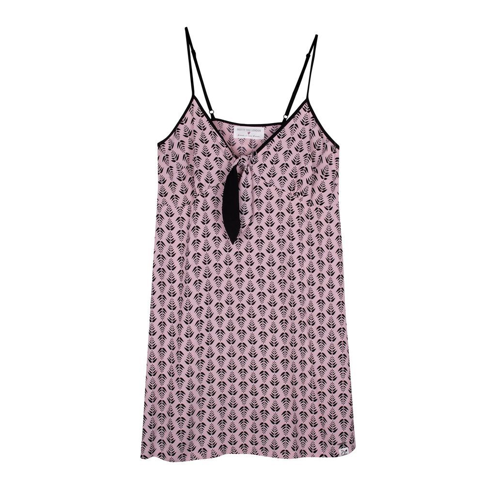 Pretty You - Ecovero Geo Leaf Patterned Chemise Nightdress In Pink