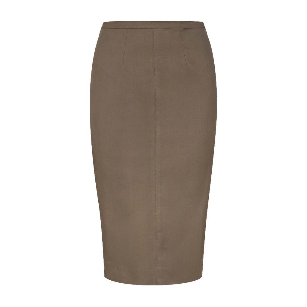 Conquista - Olive Fitted Midi Skirt