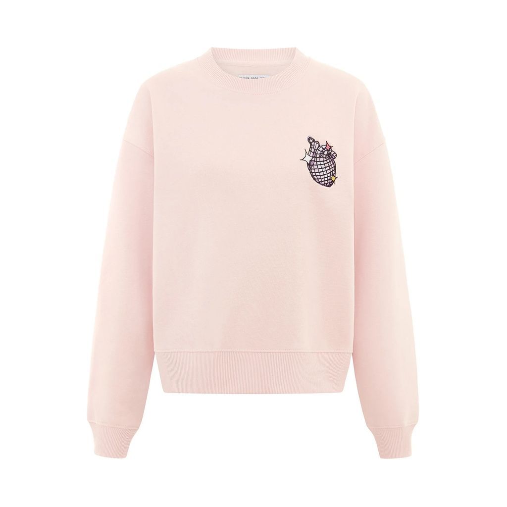 blonde gone rogue - Dazzle Embroidered Organic Cotton Sweatshirt In Pink