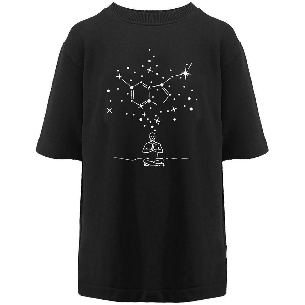 Hamza - Serotonin Black Embroidered Women's T-Shirt