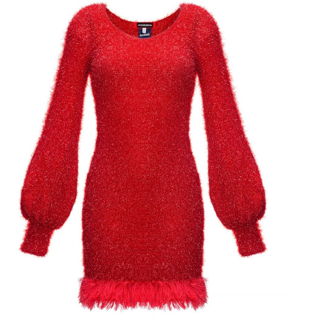 ANDREEVA - Red Glitter Handmade Knit Dress