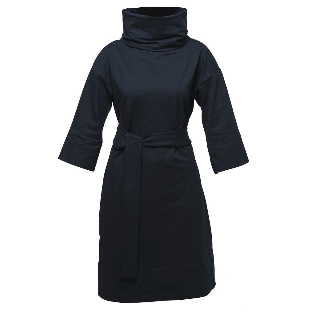 NON+ - NON460 Generous Neck Dress With 3/4 Sleeves - Black