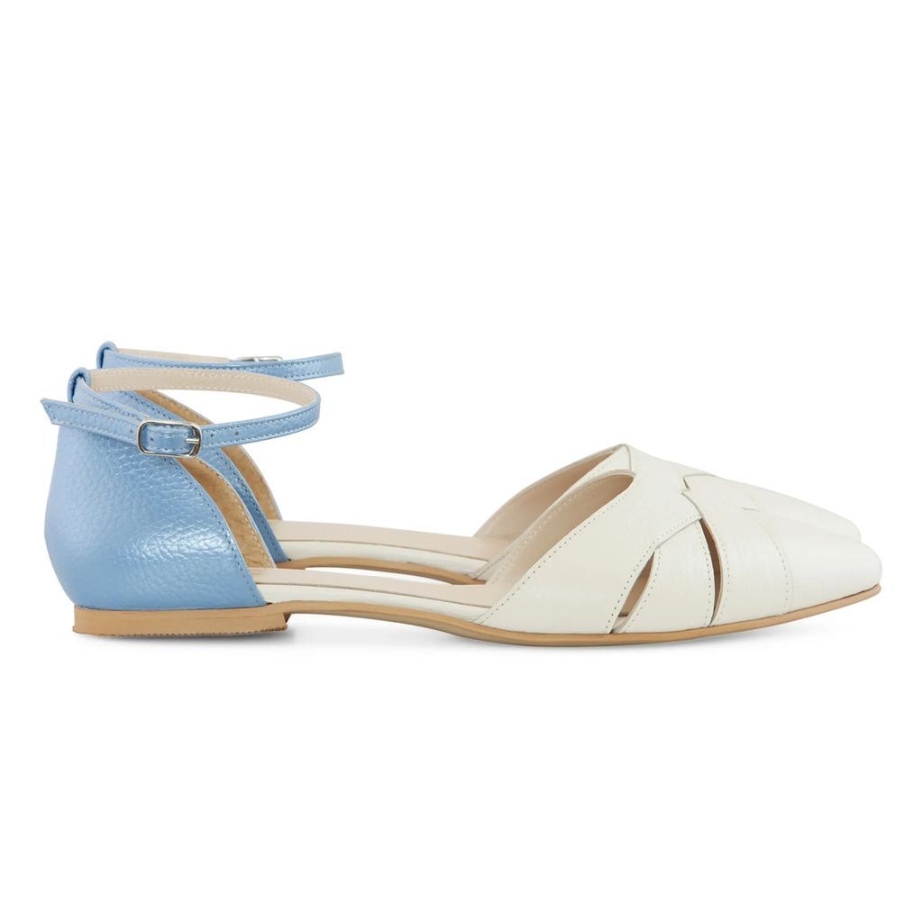 Diane Marie - Beige And Blue Leather Sarah Flats