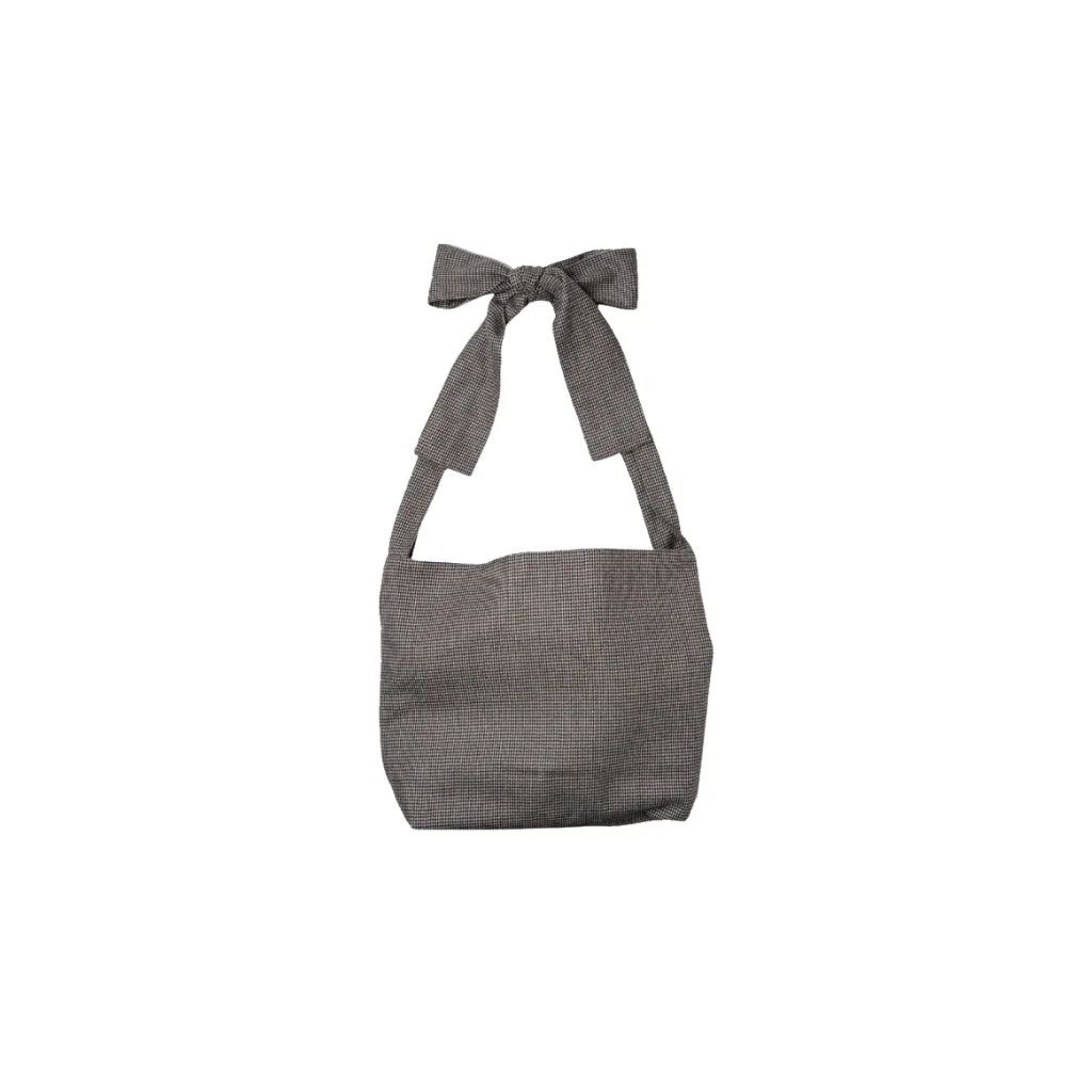 KAPDAA- The Offcut Company - Sustainable Tote Bags - Tie Up Bag Woven Black And White Houndstooth Pattern