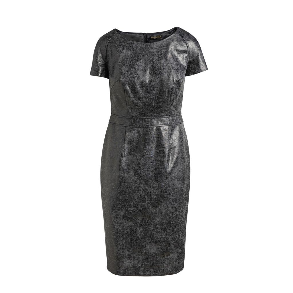 Conquista - Grey Leather Effect Fitted Dress