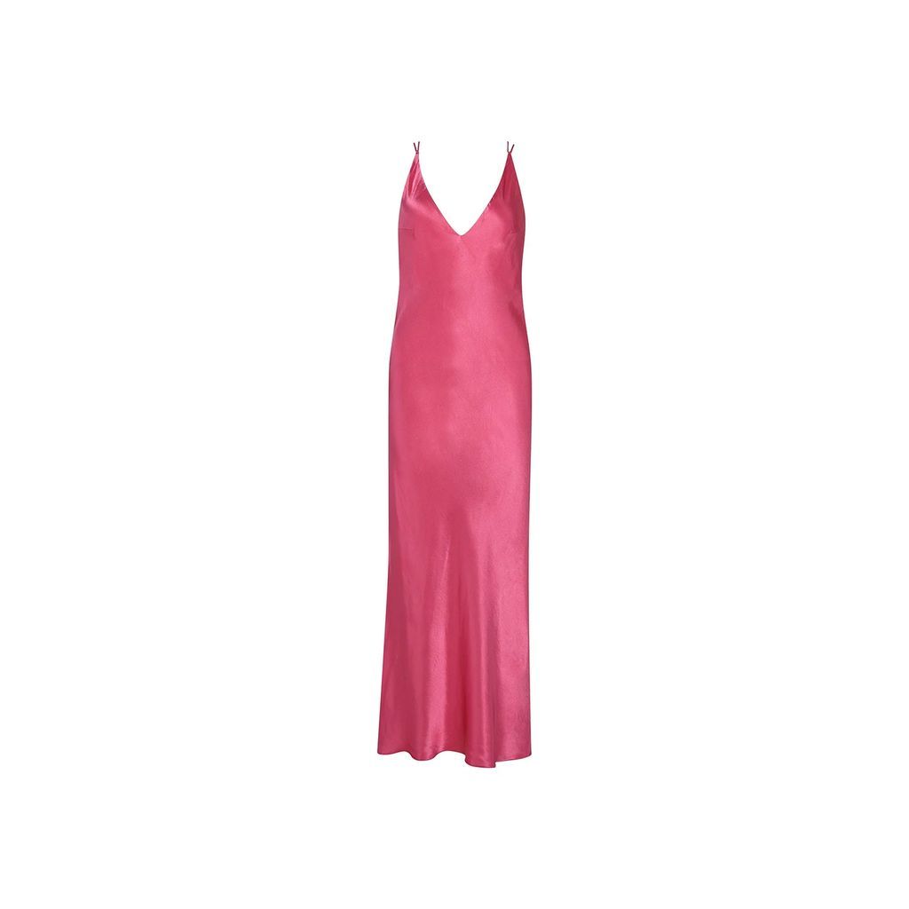 Black Book The Label - Rhea Satin Slip Midi Dress Hot Pink