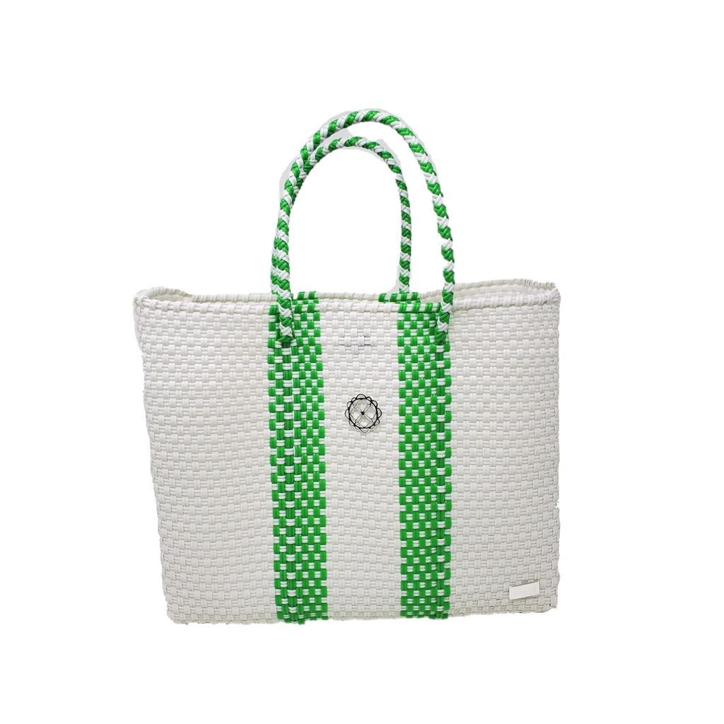 Lolas Bag - Small Green Striped White bag