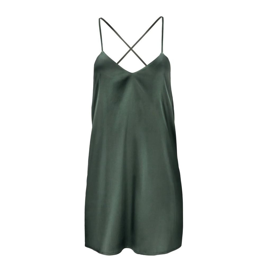 Alas Silk Renata Ambrazieje - Short Rich Green Silk Slip Dress 