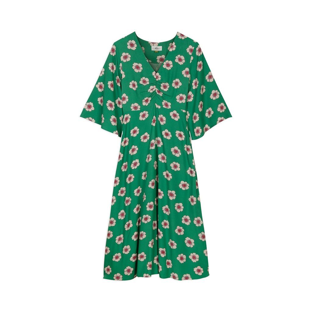 Women's Green Erin Posy Midi Dress Extra Small Anorak