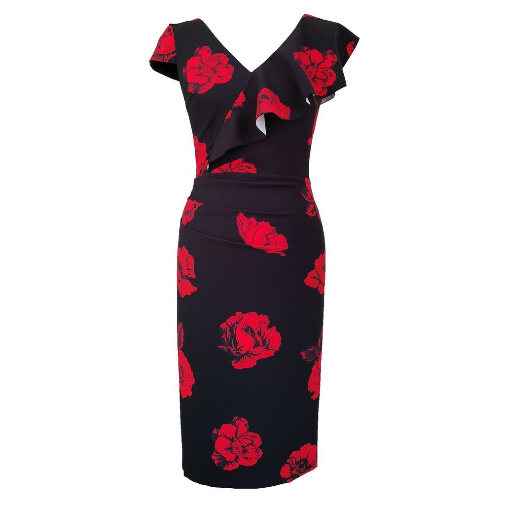Women's Arina Dress Black And Red Rose Print Small Mellaris