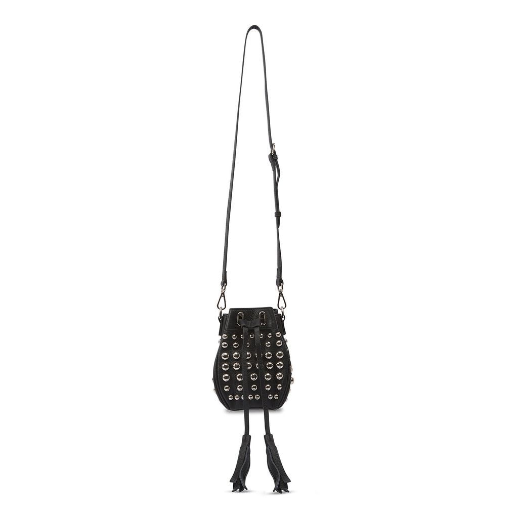 Women's Black / Silver Studded Leather Bucket Bag Absence of Colour