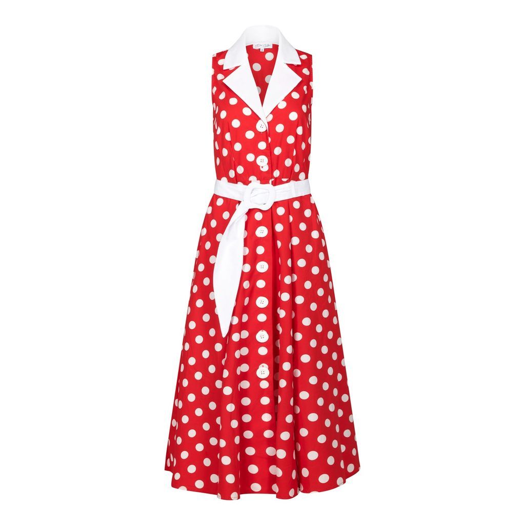 Women's Adelaide Alluring Midi Dress In Red & White Polka Dots Xxs Deer You
