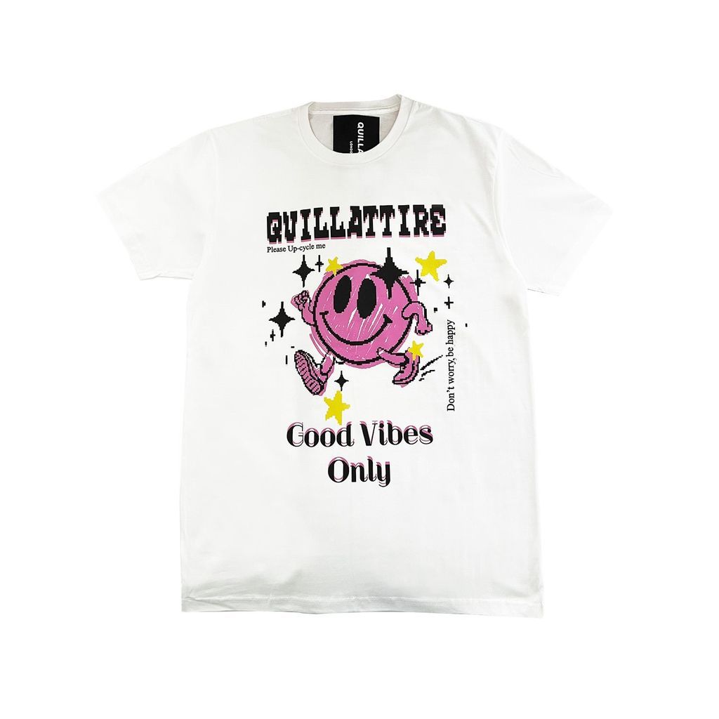 Women's Black / White / Pink White Good Vibes Only Tee Small Quillattire