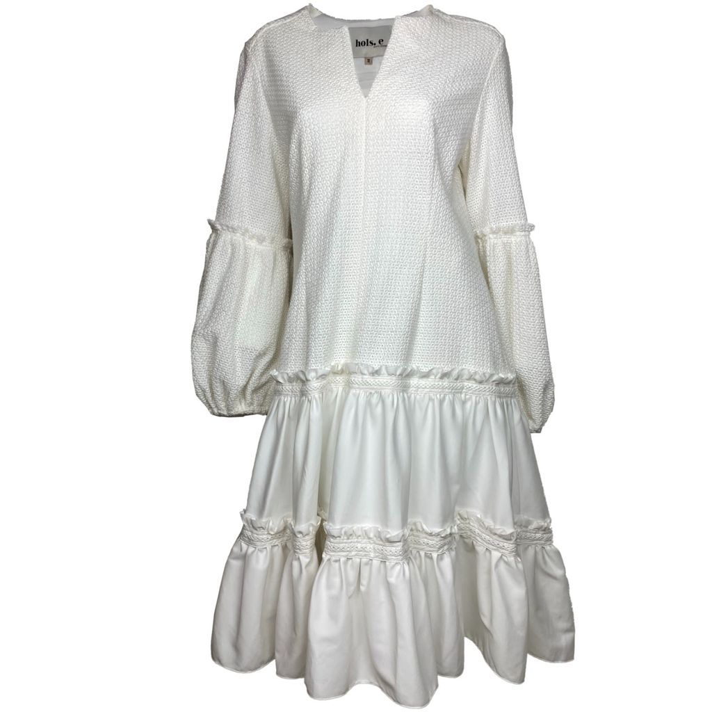Women's Jacaranda Dress In White Dot Embroidery Cotton S/M hols. e