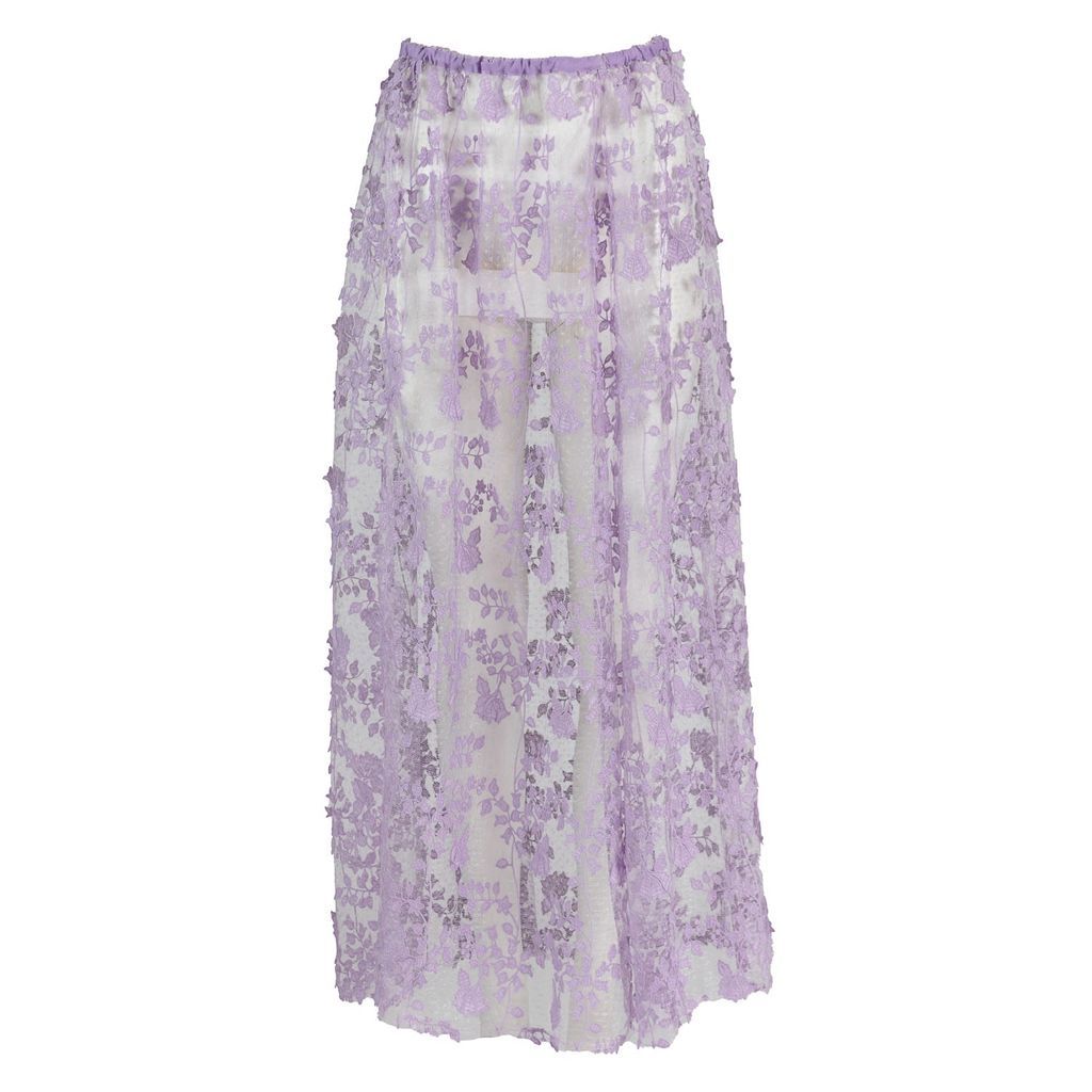 Women's Pink / Purple Bliss - Lavender Embossed Mesh Maxi Skirt One Size Harlow Loves Daisy