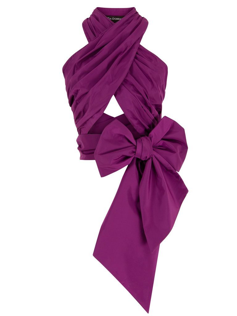 Women's Pink / Purple Purple Rain Sleeveless Halter Crop Top Extra Small Tia Dorraine