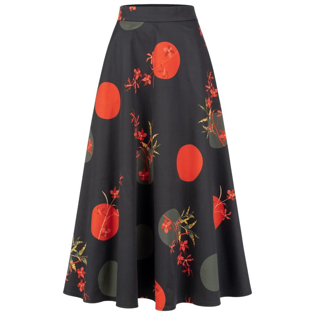 Women's Black Dot Print A-Line Maxi Skirt Extra Small Marianna Déri