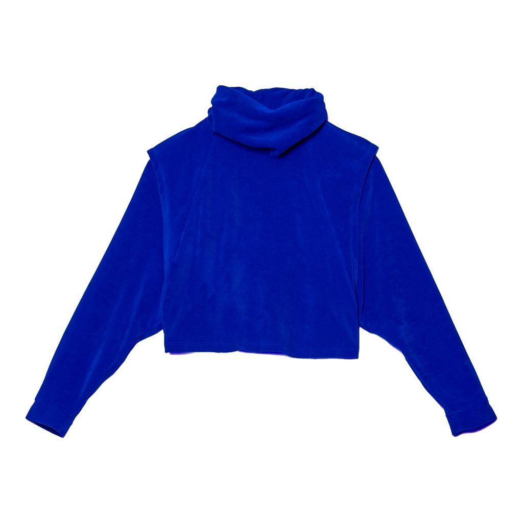 Women's Jersey Velvet Turtleneck Top - Blue Small gaffer & fluf