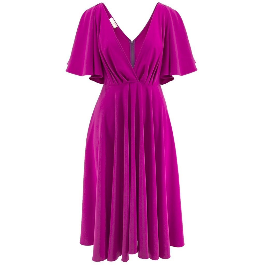 Women's Pink / Purple Florence Wrap Dress With Butterfly Sleeves & Pockets In Orchid Extra Small ROSERRY