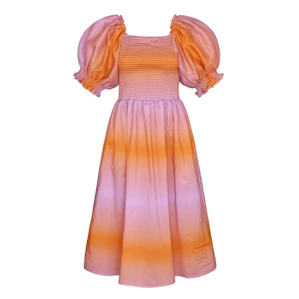 Women's Pink / Purple Sunset Purple Orange Smocked Midi Dress Extra Small Jessie Zhao New York