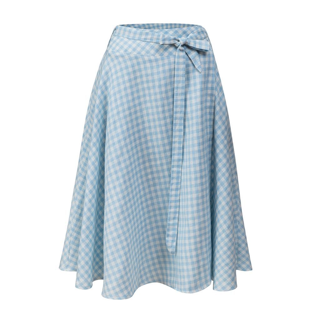 Women's Blue Checked Wrap Skirt LA FEMME MIMI