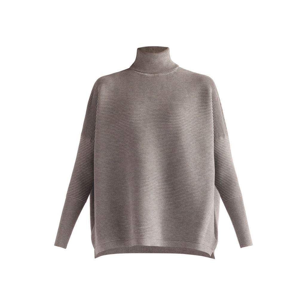 Women's Paisie Turtleneck Ribbed Jumper In Grey S/M
