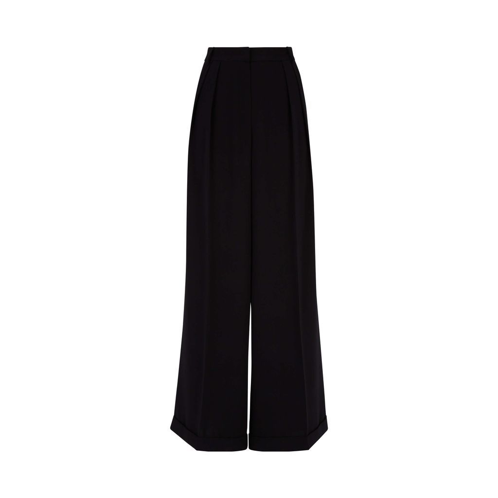 Women's Pin Tuck Flared Trousers - Black Extra Small James Lakeland