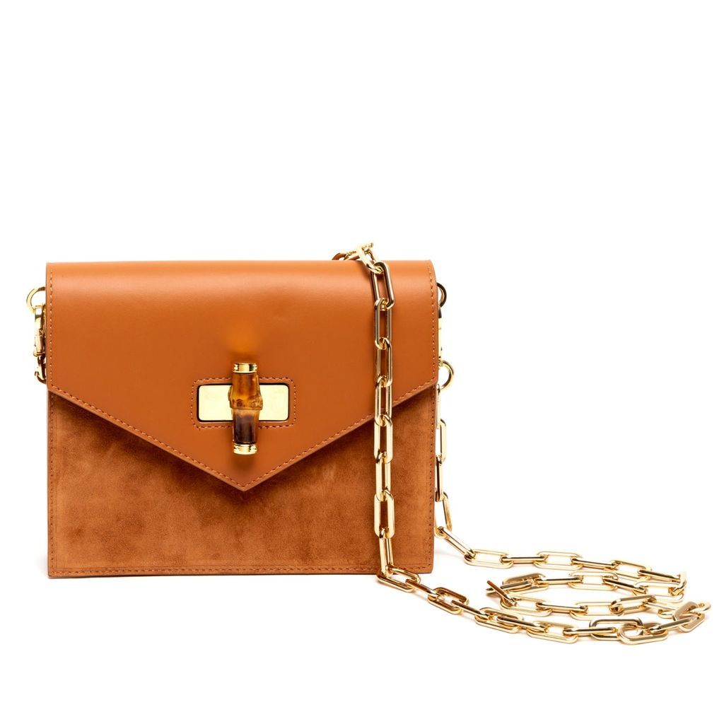 Women's Margaux Caramel Leather & Suede Crossbody Bag Primo Luxe