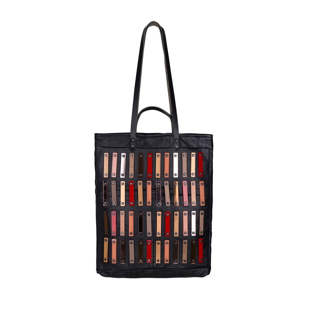 Women's Rose Gold / Black / Red Tote - Strokes - Black, Brown, Multicolour, Neutrals, Red, Rose Gold Metanoia Leather