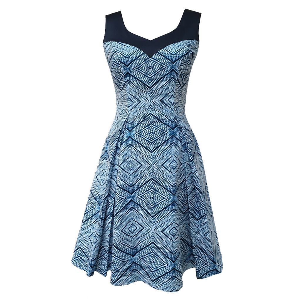 Women's Blue Evie Cotton Dress In Topaz Print Extra Small Mellaris