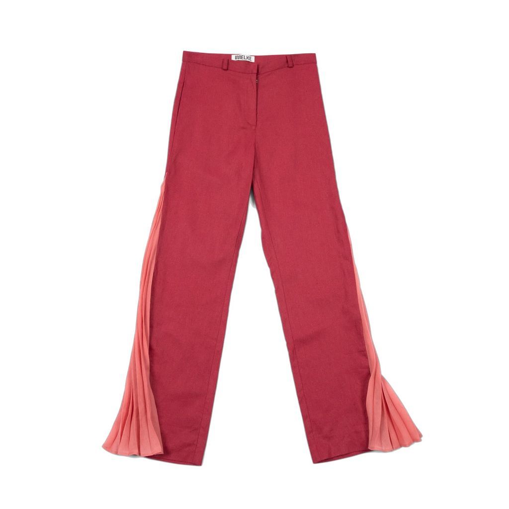 Women's Red Accordian Time Pant Small Melke