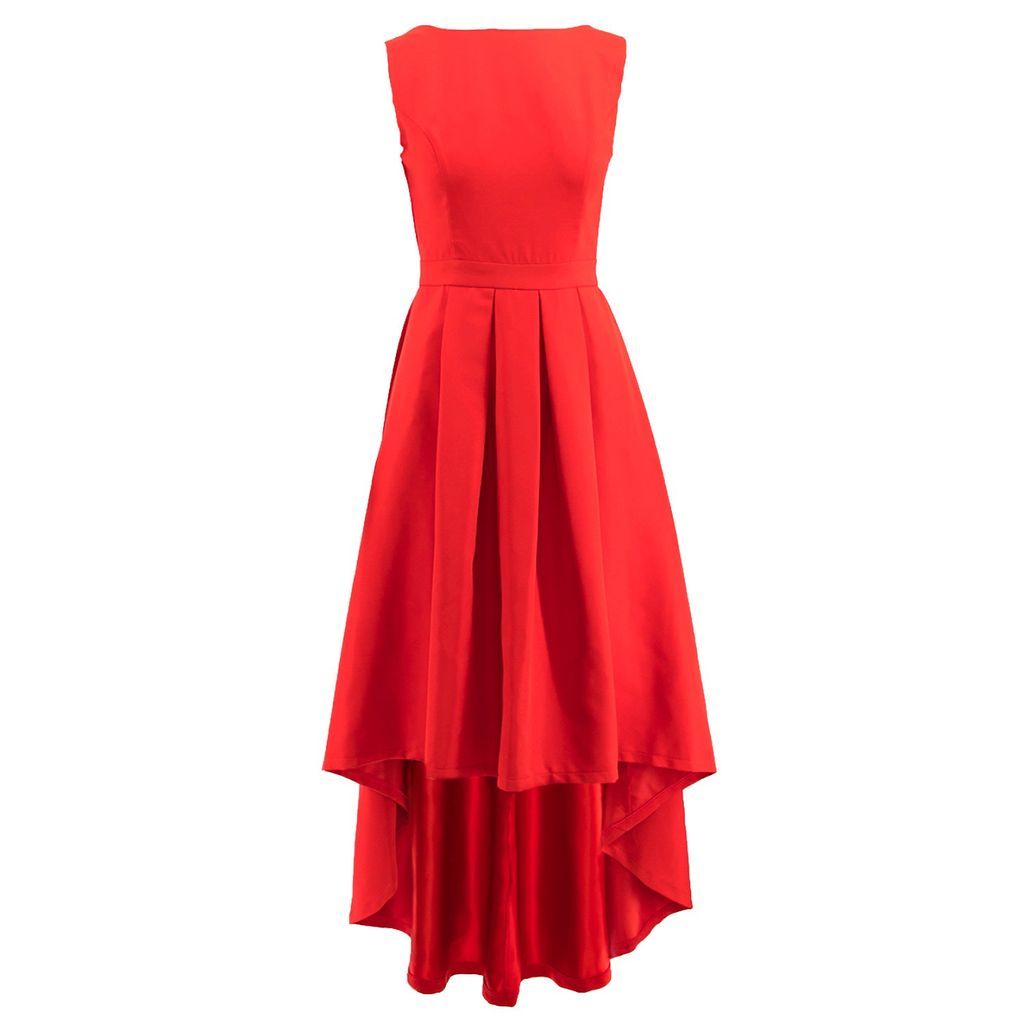 Women's New York Classic Asymmetrical Sleveless Dress With Pockets In Red Extra Small ROSERRY