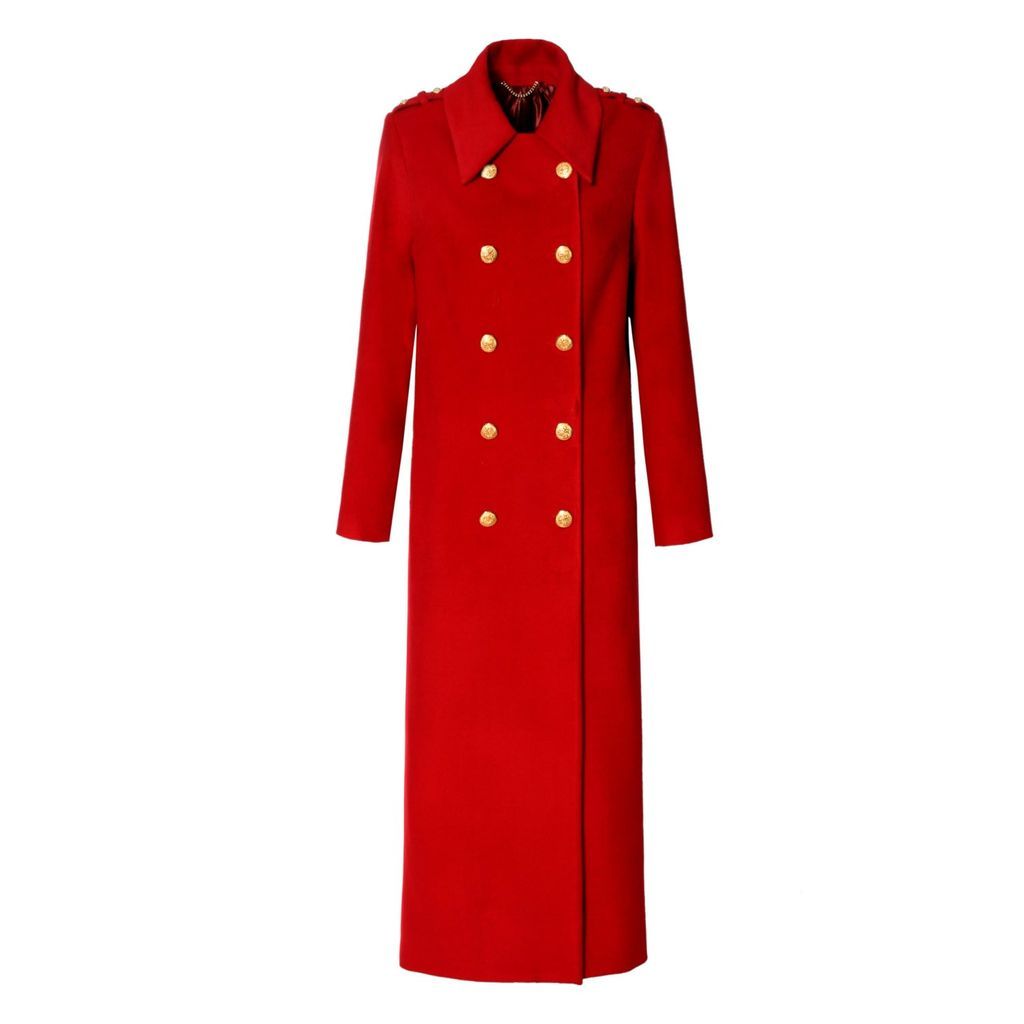 Women's Nastasia Royal Red Maxi Military Coat Extra Small Aggi