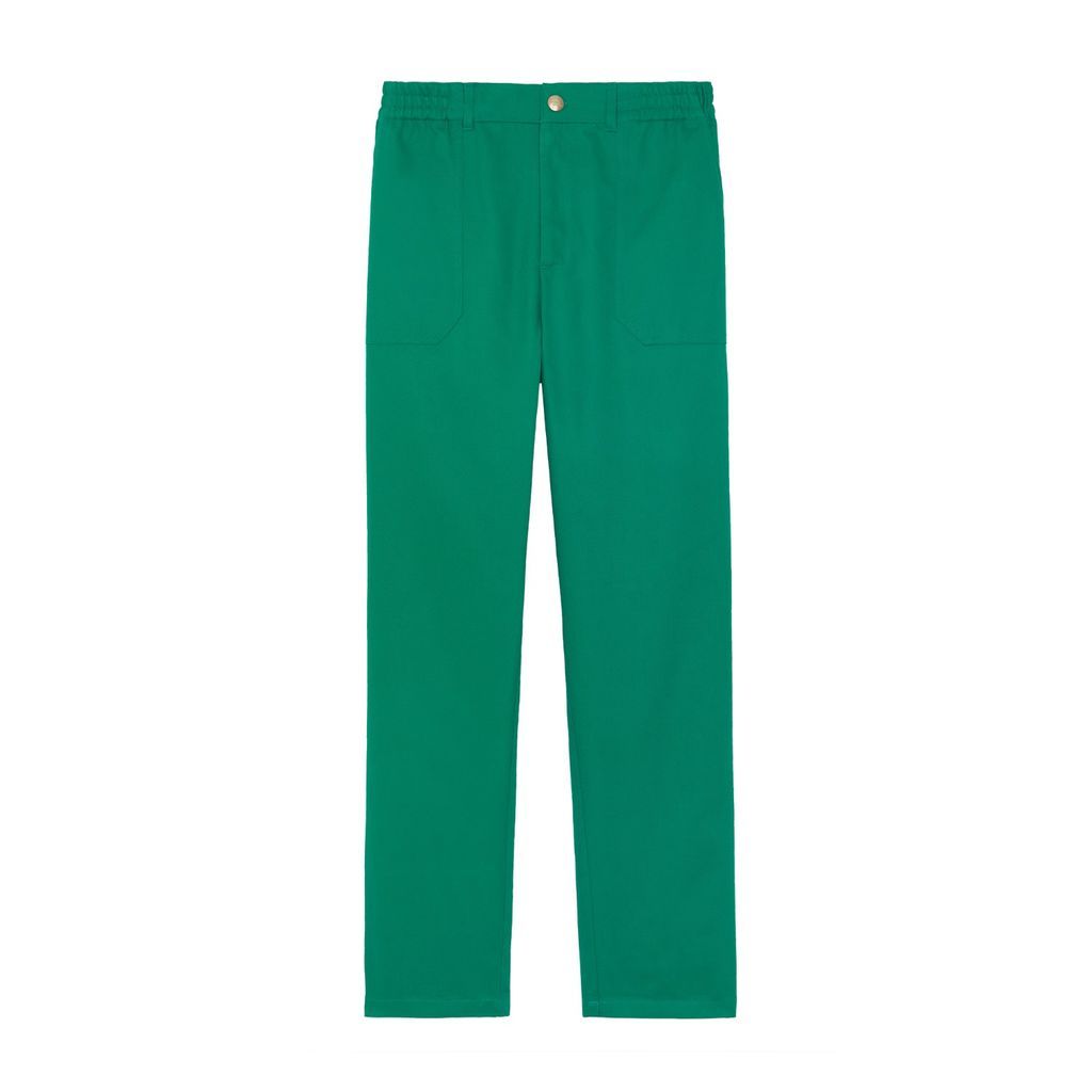Women's Green Max 7/8 Light Twill Trouser Extra Small FYU PARIS