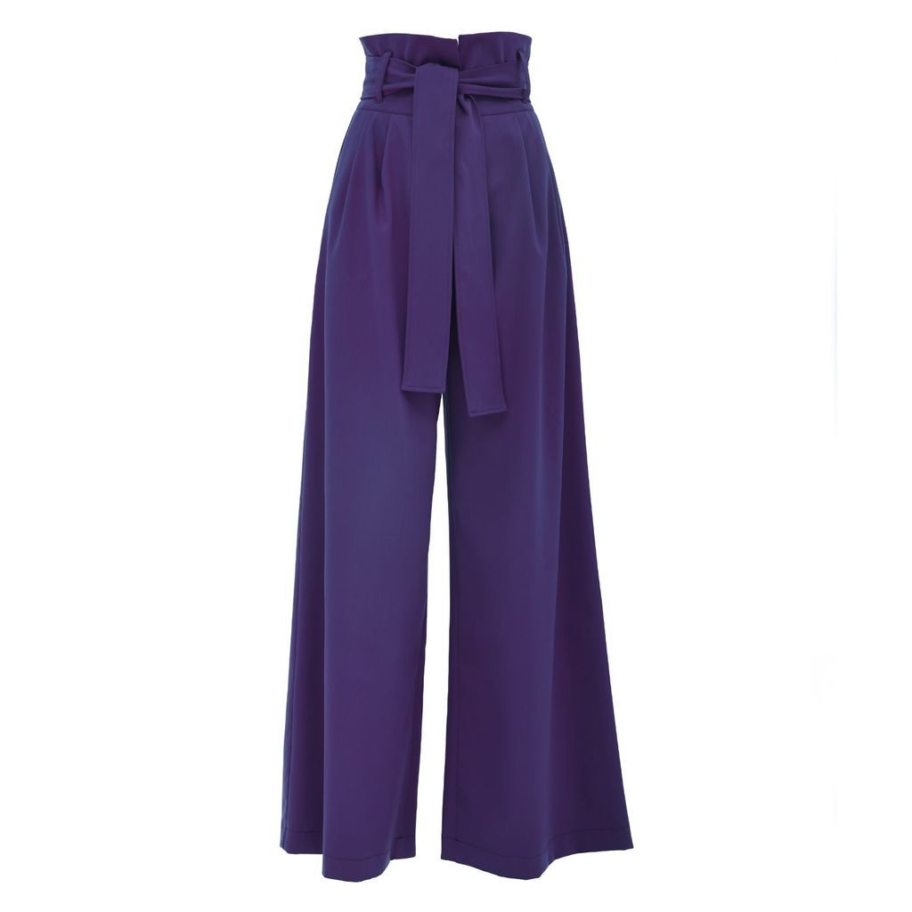 Women's Pink / Purple High Waist Long Wide Leg Trousers - Pink & Purple Extra Small Julia Allert
