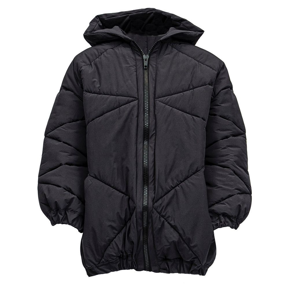 Women's Kerry - Diagonal Stich Hooded Puff Jacket - Black Medium JU-NNA