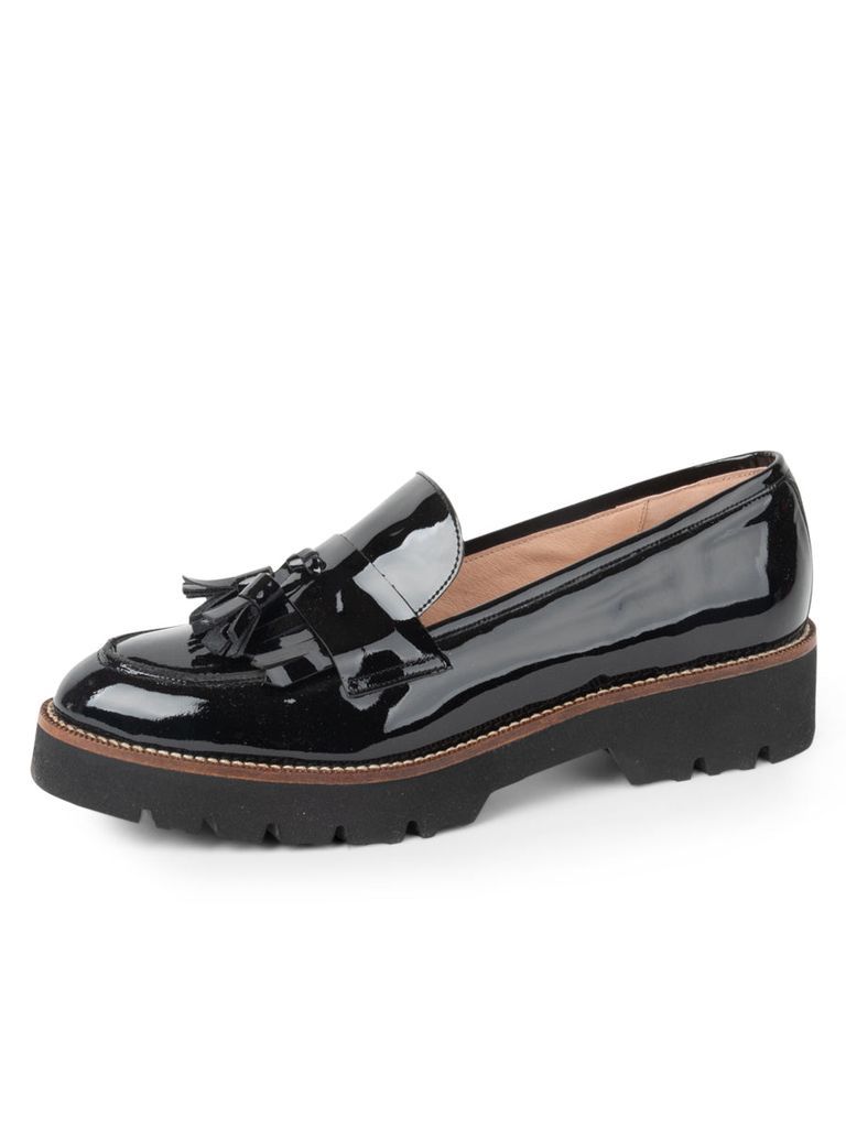 Women's Beckham Tassel Lug Loafer Black Patent 4 Uk Patricia Green