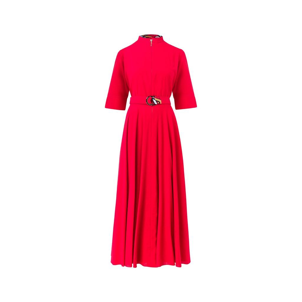 Women's Winnie Linen Tunic Maxi Shirt Dress - Red Extra Small Winifred Mills