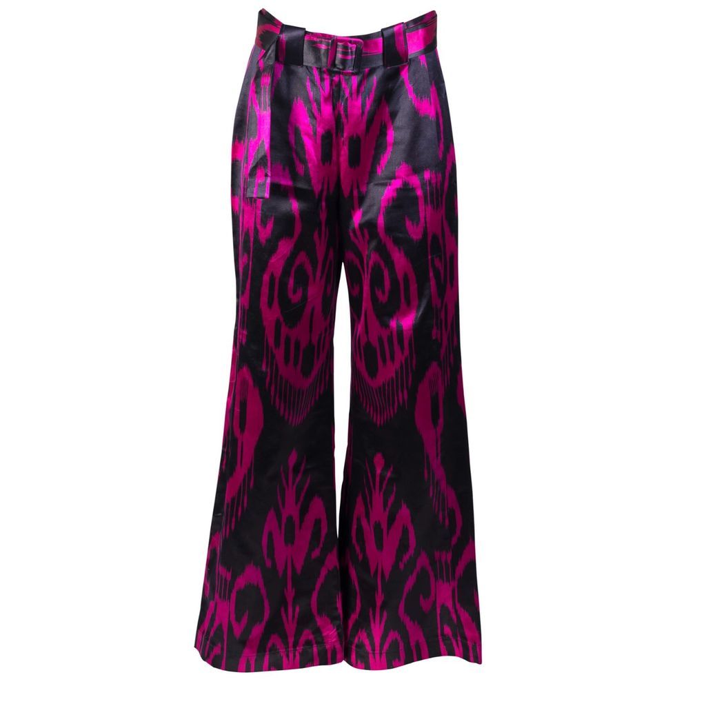 Women's Adiya Ikat Silk Trousers - Magenta Medium Azura Designs