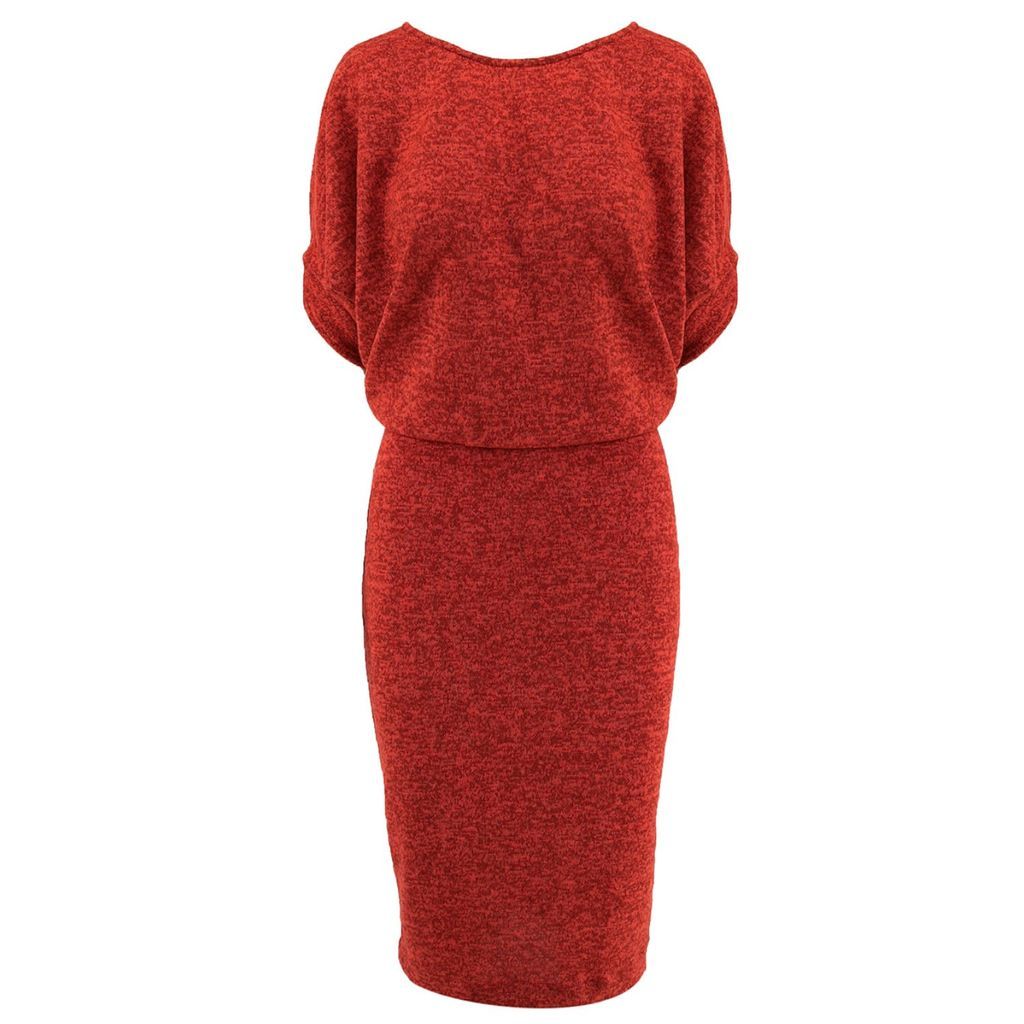 Women's Red Paris Jersey Knit Midi Dress In Coral Xs/S ROSERRY