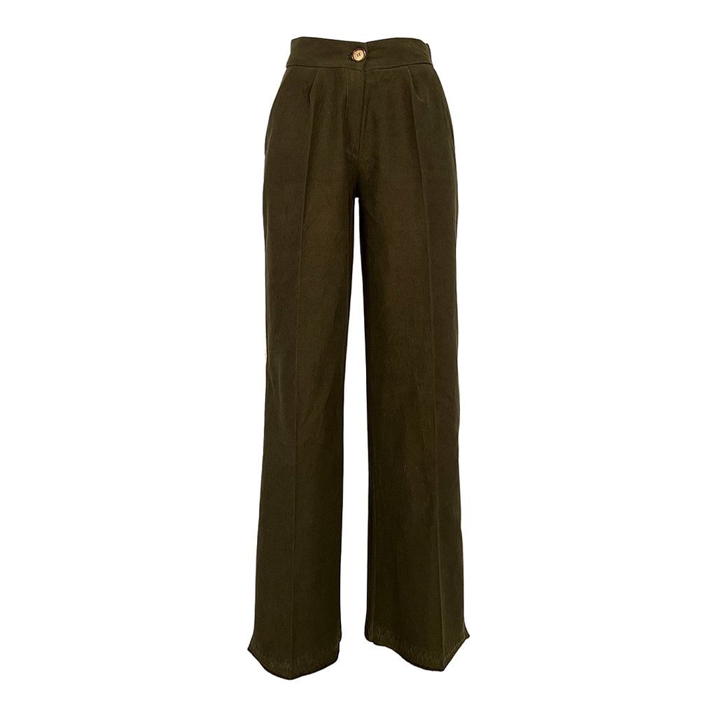 Women's Wide-Leg Cargo Pants In Khaki Green Denim Extra Small L2R THE LABEL