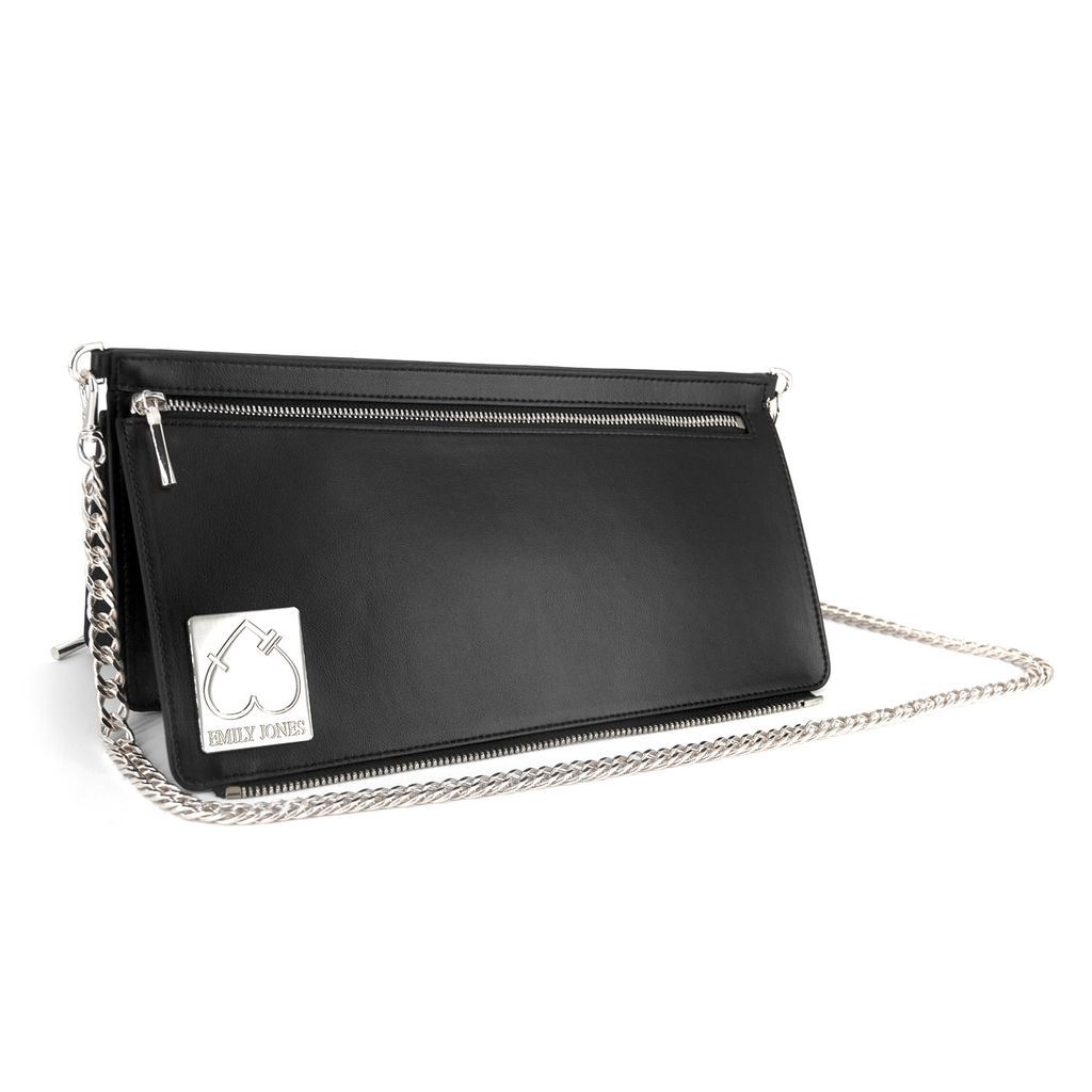 Women's Black / Silver Black Amsterdam Triangle Crossbody Bag/ Nickel Hardware One Size Emily Jones