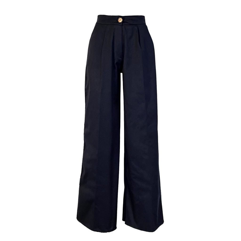 Women's Wide-Leg Cargo Pants In Navy Blue Denim Extra Small L2R THE LABEL