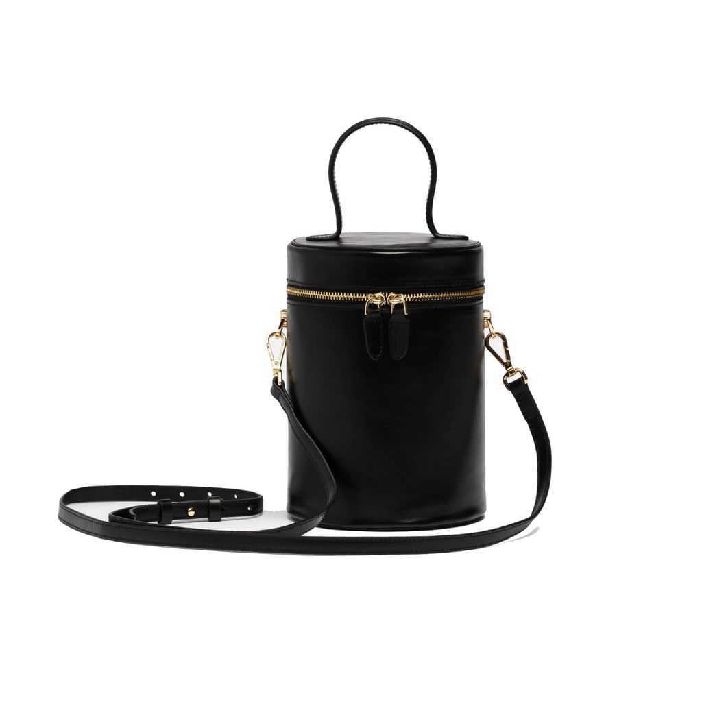 Women's Cylinder Bucket Leather Bag In Black One Size Silver & Riley