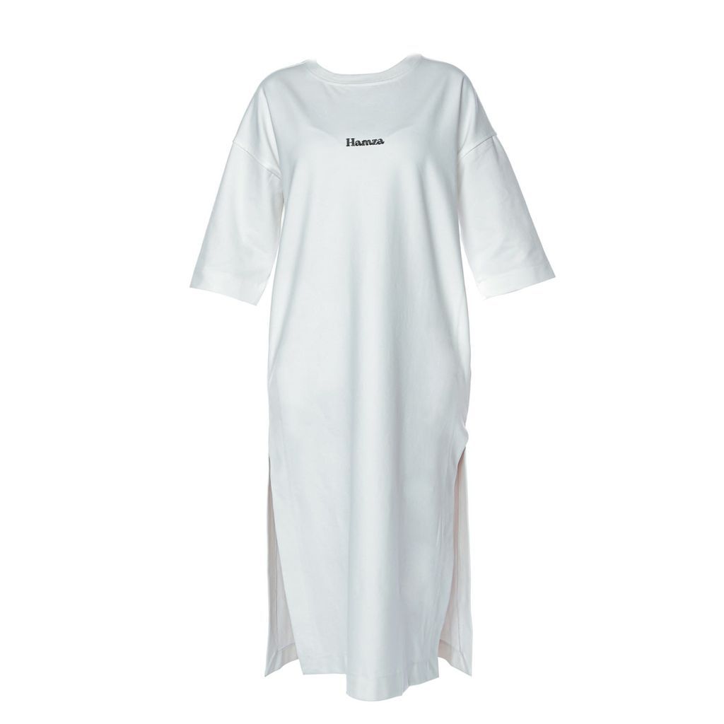 Women's White Tee Embroidered T-Shirt Dress Extra Small Hamza