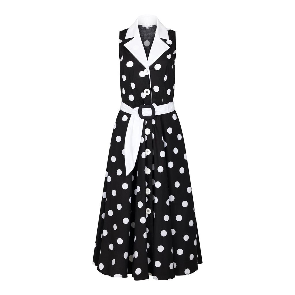 Women's Adelaide Alluring Midi Dress In Black & White Polka Dots Xxs Deer You