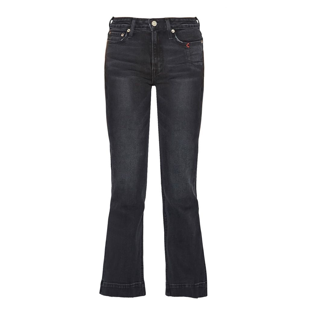 Women's Black Farrah Utility Pocket Kick Flare Jeans In Dusky 24